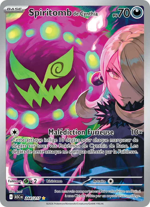 Carte Pokémon Spiritomb de Cynthia de l'extension Héros Transcendants