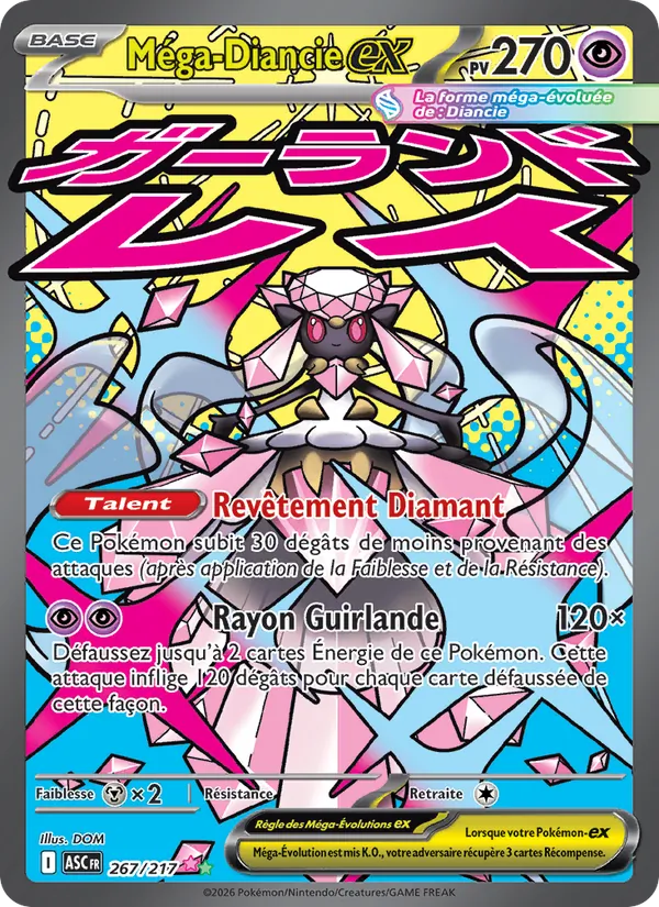 Carte Pokémon Méga-Diancie-ex de l'extension Héros Transcendants