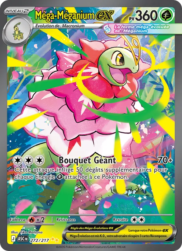 Carte Pokémon Méga-Méganium-ex de l'extension Héros Transcendants