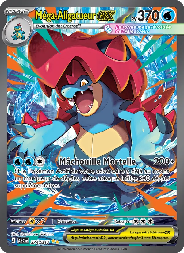Carte Pokémon Méga-Aligatueur-ex de l'extension Héros Transcendants