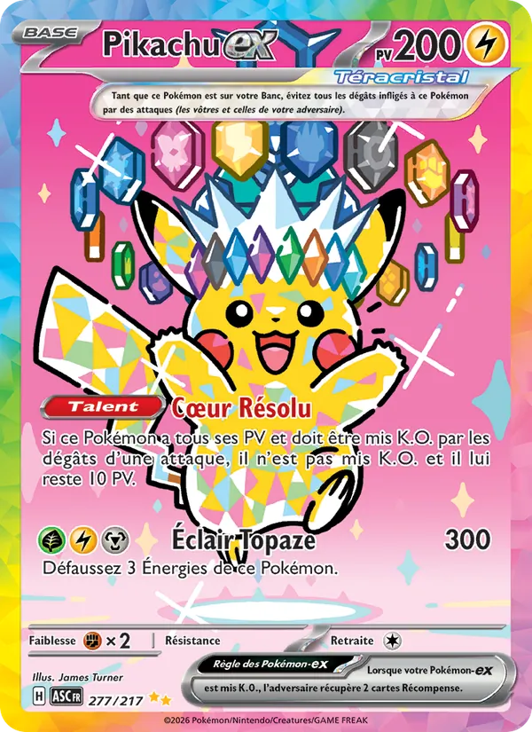 Carte Pokémon Pikachu-ex de l'extension Héros Transcendants