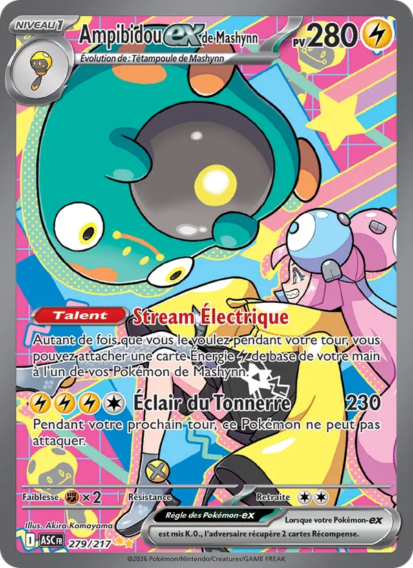Carte Pokémon Ampibidou-ex de Mashynn de l'extension Héros Transcendants