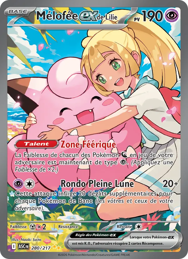 Carte Pokémon Mélofée-ex de Lilie de l'extension Héros Transcendants