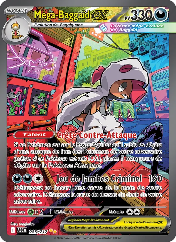 Carte Pokémon Méga-Baggaïd-ex de l'extension Héros Transcendants