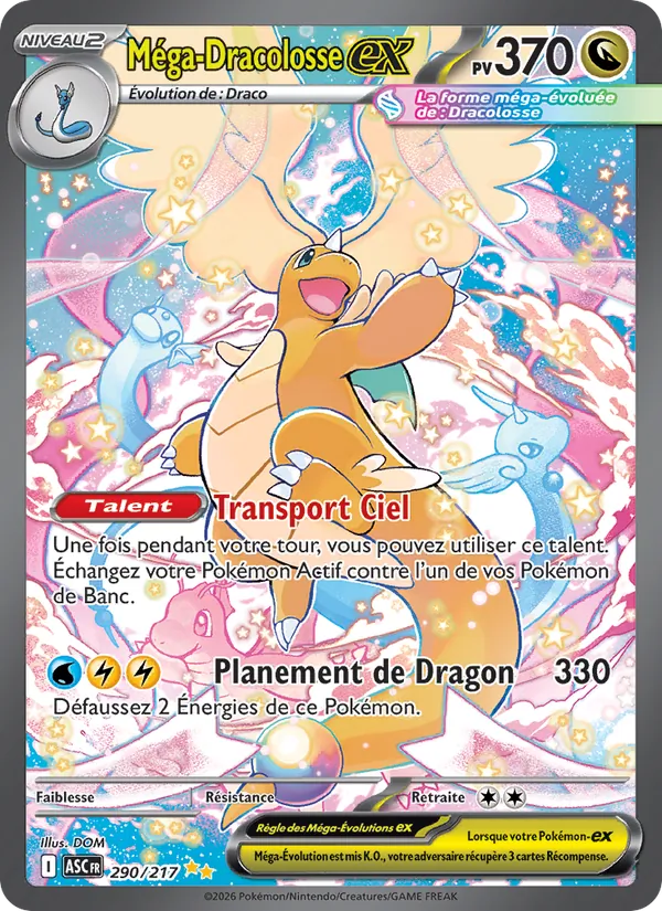 Carte Pokémon Méga-Dracolosse-ex de l'extension Héros Transcendants