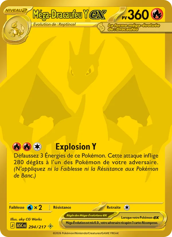 Carte Pokémon Méga-Dracaufeu Y-ex de l'extension Héros Transcendants
