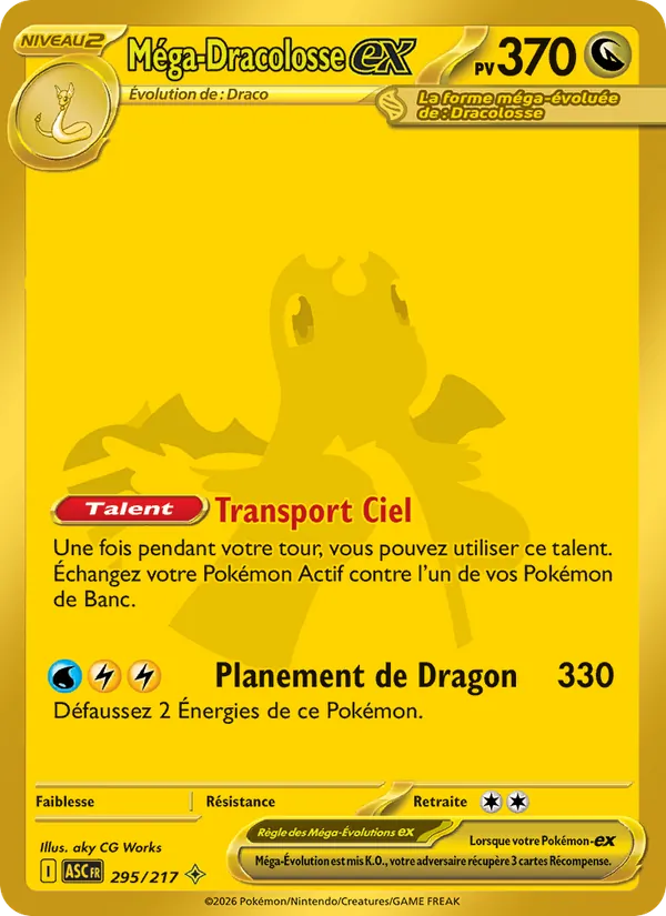 Carte Pokémon Méga-Dracolosse-ex de l'extension Héros Transcendants