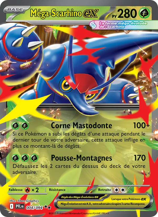 Carte Pokémon Méga-Scarhino-ex de l'extension Flammes Fantasmagoriques