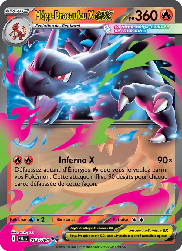Carte Pokémon Méga-Dracaufeu X-ex de l'extension Flammes Fantasmagoriques