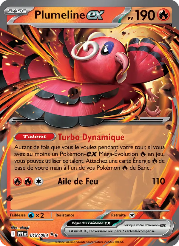 Carte Pokémon Plumeline-ex de l'extension Flammes Fantasmagoriques