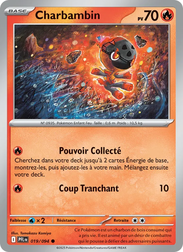 Carte Pokémon Charbambin de l'extension Flammes Fantasmagoriques