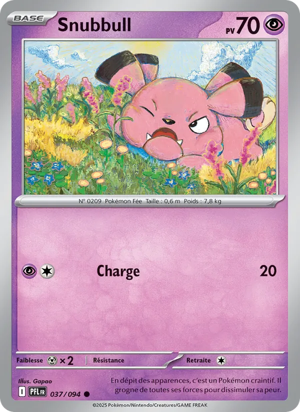 Carte Pokémon Snubbull de l'extension Flammes Fantasmagoriques