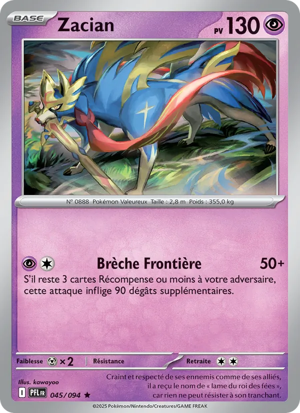 Carte Pokémon Zacian de l'extension Flammes Fantasmagoriques