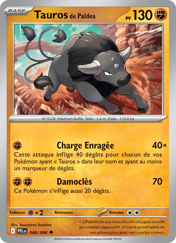 Carte Pokémon Tauros de Paldea de l'extension Flammes Fantasmagoriques