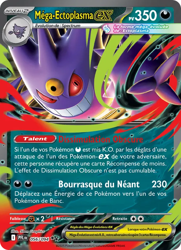 Carte Pokémon Méga-Ectoplasma-ex de l'extension Flammes Fantasmagoriques