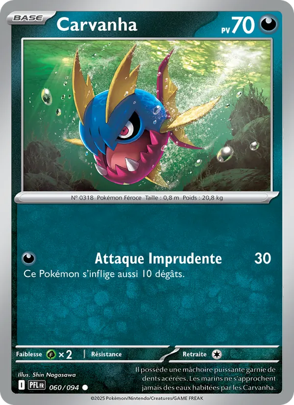 Carte Pokémon Carvanha de l'extension Flammes Fantasmagoriques
