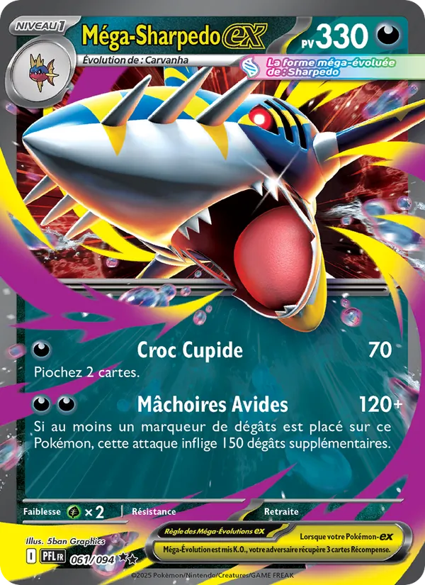 Carte Pokémon Méga-Sharpedo-ex de l'extension Flammes Fantasmagoriques