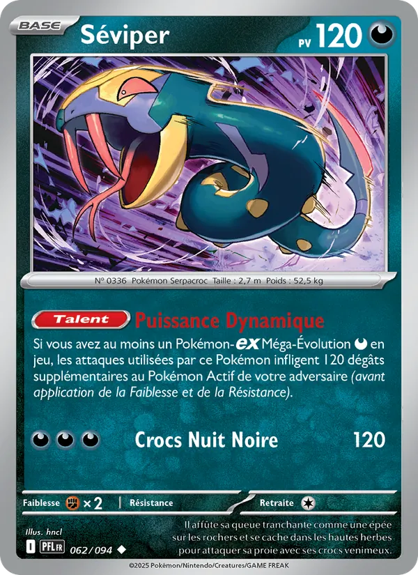 Carte Pokémon Séviper de l'extension Flammes Fantasmagoriques