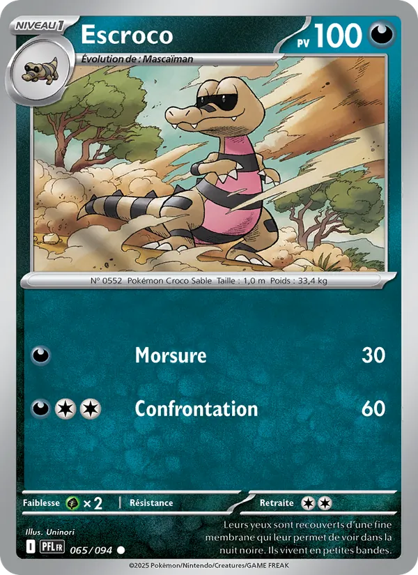 Carte Pokémon Escroco de l'extension Flammes Fantasmagoriques