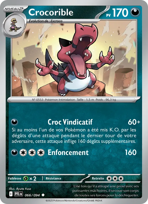 Carte Pokémon Crocorible de l'extension Flammes Fantasmagoriques