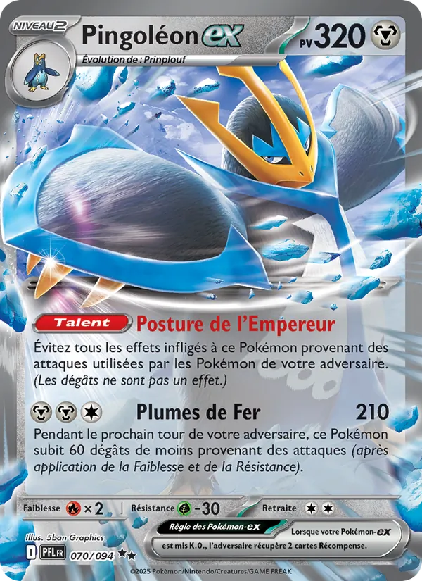 Carte Pokémon Pingoléon-ex de l'extension Flammes Fantasmagoriques