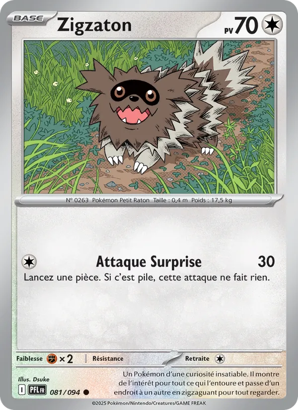 Carte Pokémon Zigzaton de l'extension Flammes Fantasmagoriques