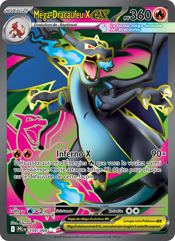 Carte Pokémon Méga-Dracaufeu X-ex de l'extension Flammes Fantasmagoriques