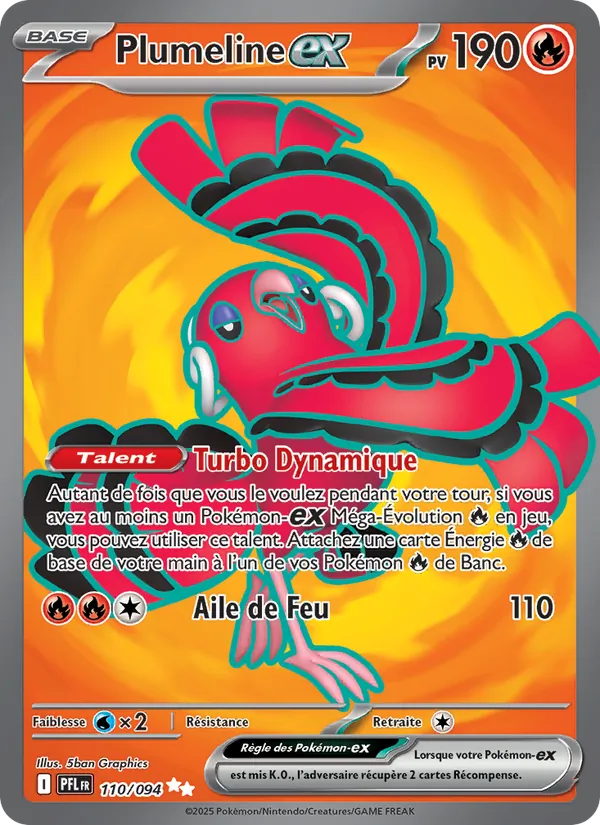 Carte Pokémon Plumeline-ex de l'extension Flammes Fantasmagoriques