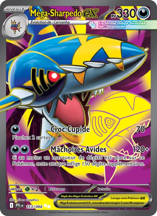 Carte Pokémon Méga-Sharpedo-ex de l'extension Flammes Fantasmagoriques