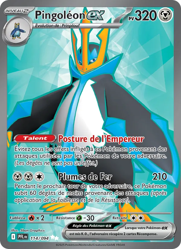 Carte Pokémon Pingoléon-ex de l'extension Flammes Fantasmagoriques