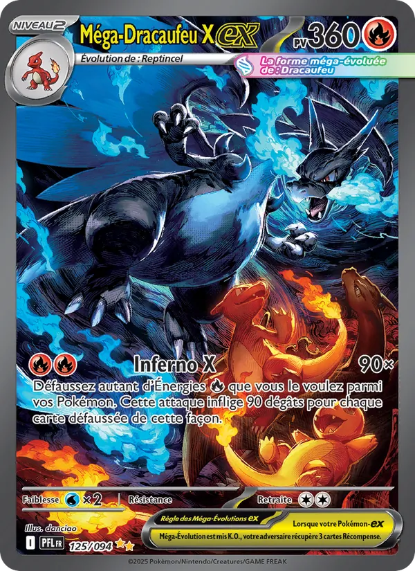 Carte Pokémon Méga-Dracaufeu X-ex de l'extension Flammes Fantasmagoriques