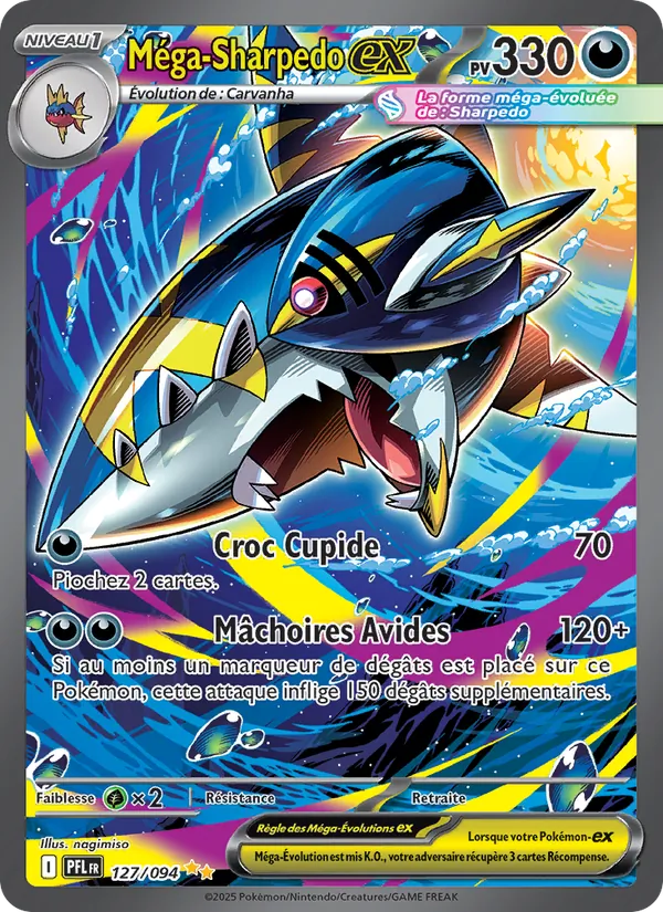 Carte Pokémon Méga-Sharpedo-ex de l'extension Flammes Fantasmagoriques