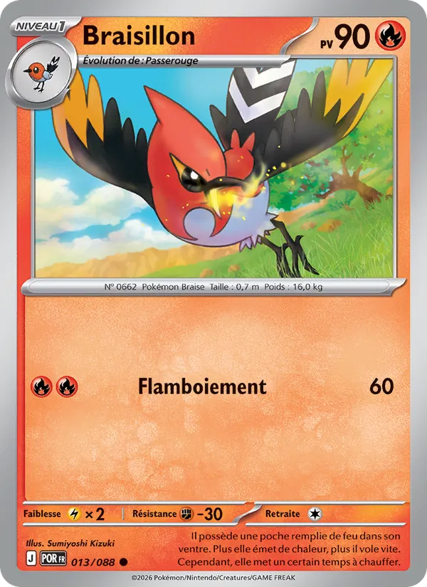 Carte Pokémon Braisillon de l'extension Équilibre Parfait