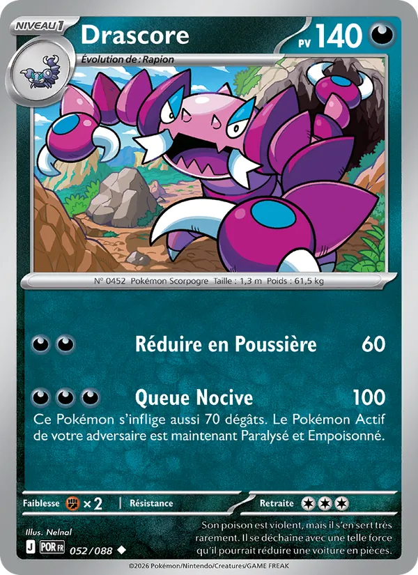 Carte Pokémon Drascore de l'extension Équilibre Parfait