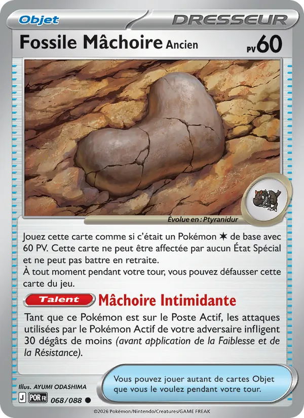 Carte Pokémon Fossile Mâchoire Ancien de l'extension Équilibre Parfait
