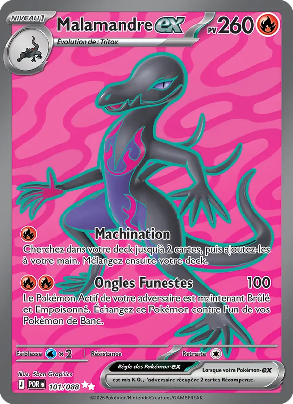 Carte Pokémon Malamandre-ex de l'extension Équilibre Parfait