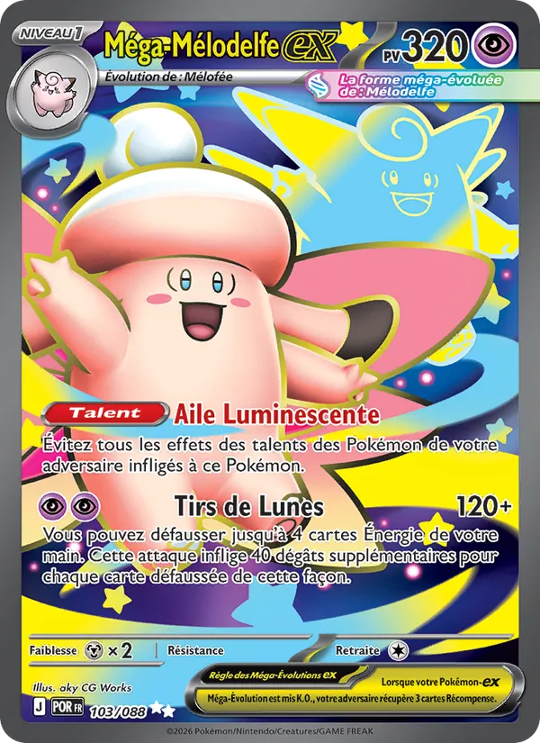 Carte Pokémon Méga-Mélodelfe-ex de l'extension Équilibre Parfait