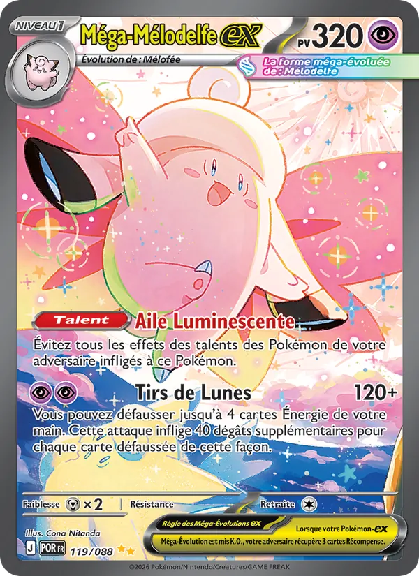 Carte Pokémon Méga-Mélodelfe-ex de l'extension Équilibre Parfait