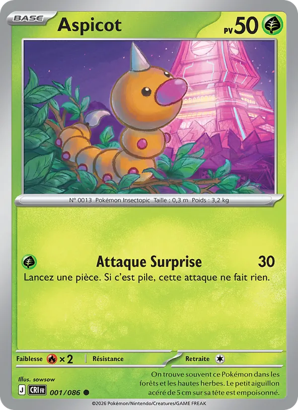 Carte Pokémon Aspicot de l'extension Chaos Ascendant