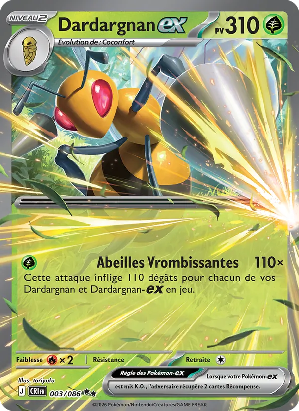 Carte Pokémon Dardargnan-ex de l'extension Chaos Ascendant