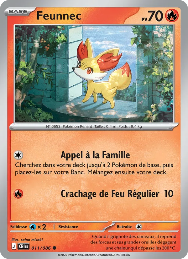 Carte Pokémon Feunnec de l'extension Chaos Ascendant