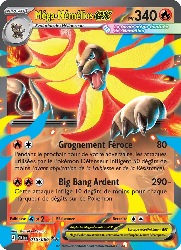 Carte Pokémon Méga-Némélios-ex de l'extension Chaos Ascendant