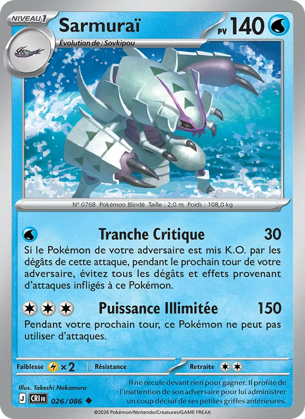 Carte Pokémon Sarmuraï de l'extension Chaos Ascendant