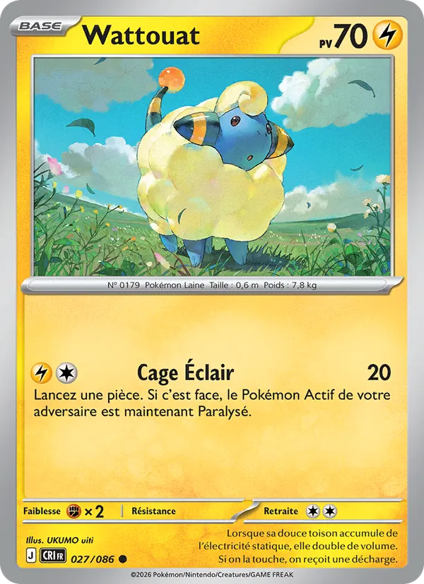 Carte Pokémon Wattouat de l'extension Chaos Ascendant