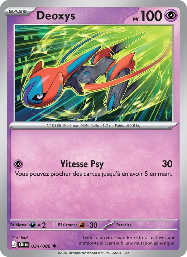 Carte Pokémon Deoxys de l'extension Chaos Ascendant