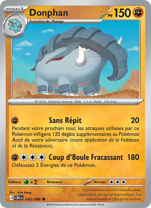 Carte Pokémon Donphan de l'extension Chaos Ascendant