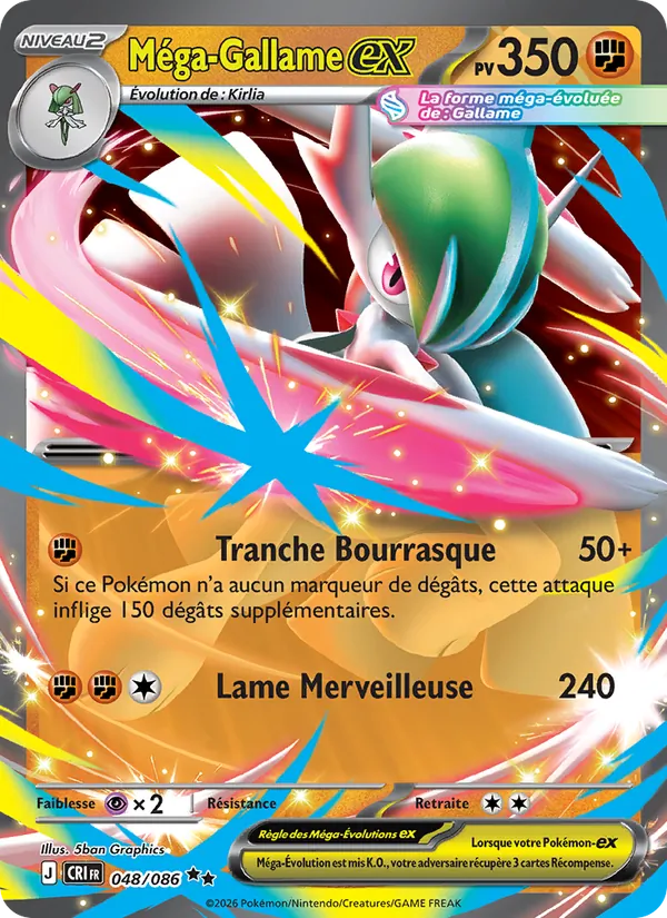 Carte Pokémon Méga-Gallame-ex de l'extension Chaos Ascendant
