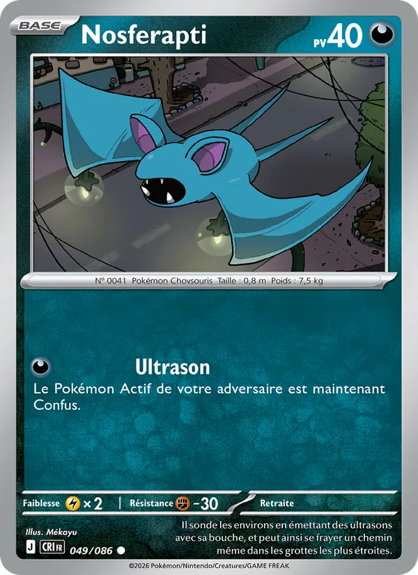 Carte Pokémon Nosferapti de l'extension Chaos Ascendant