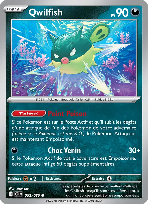 Carte Pokémon Qwilfish de l'extension Chaos Ascendant