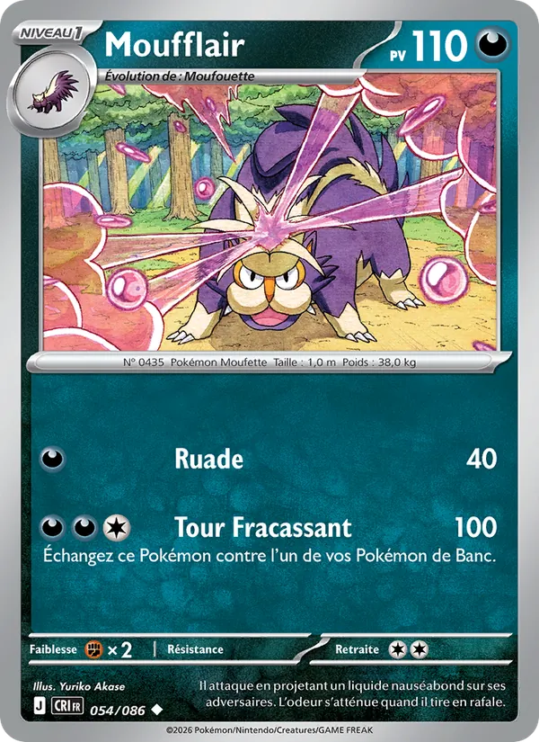 Carte Pokémon Moufflair de l'extension Chaos Ascendant
